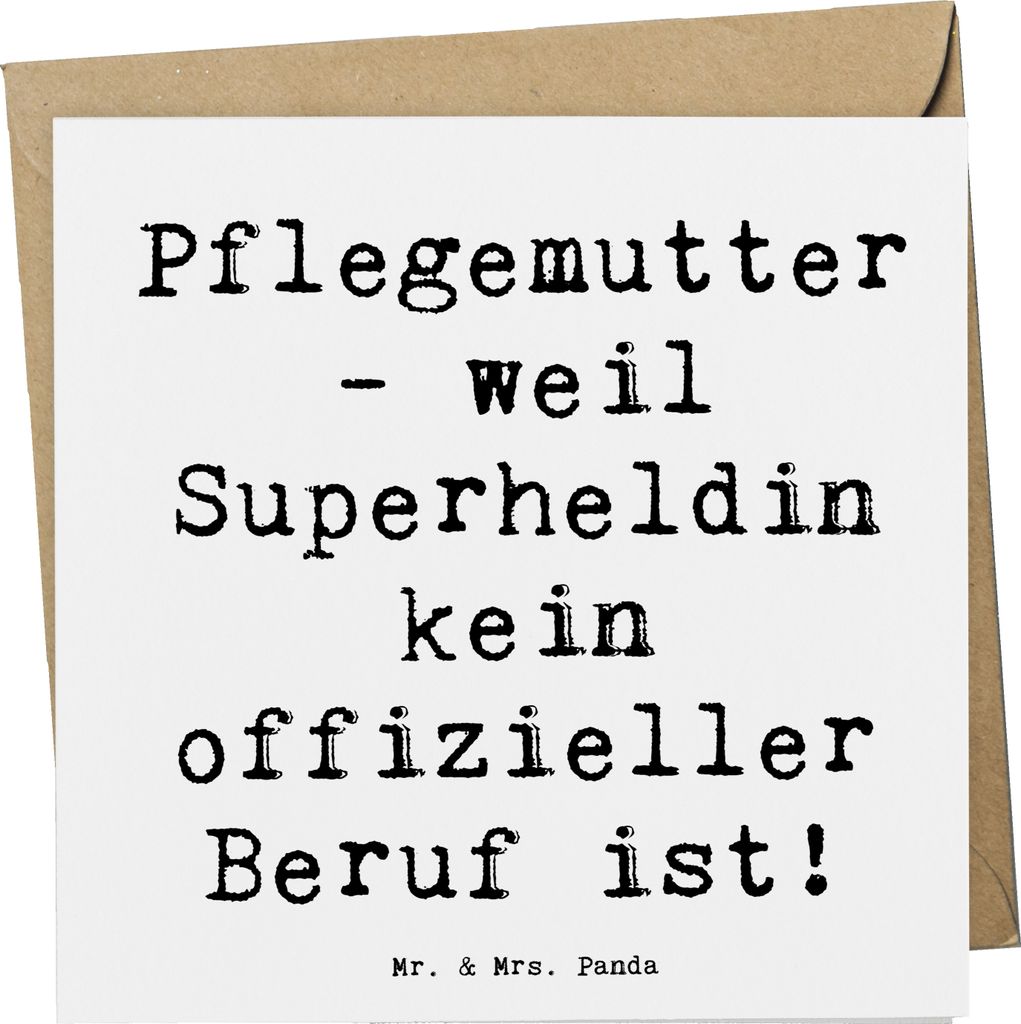 Mr. & Mrs. Panda Glückwunschkarte Spruch Pflegemutter Superheldin - Weiß - Geschenk, Hoffnung, persönliche Erinnerungen, faltkarte, Fürsorge, a...