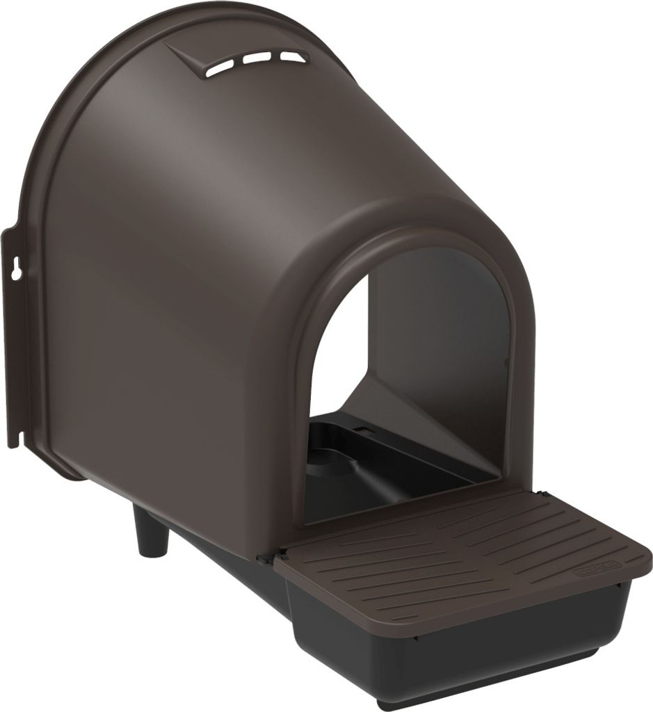 horizont Legenest mit Auffangwanne, recycelter Kunststoff, schwarz, 6 Hühner, zur Wandmontage, Abrollnest