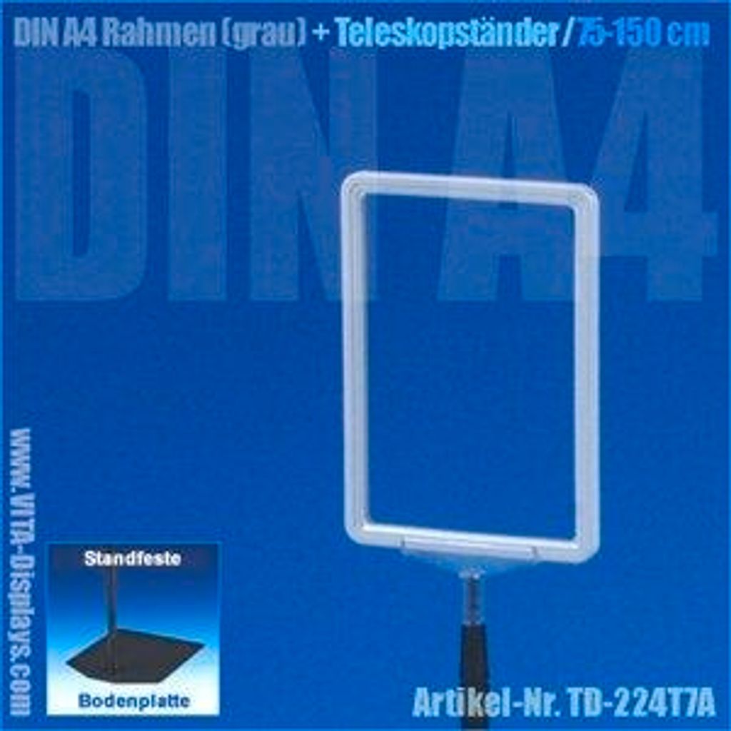 A4 Rahmen (grau) + Teleskopständer 75-150cm