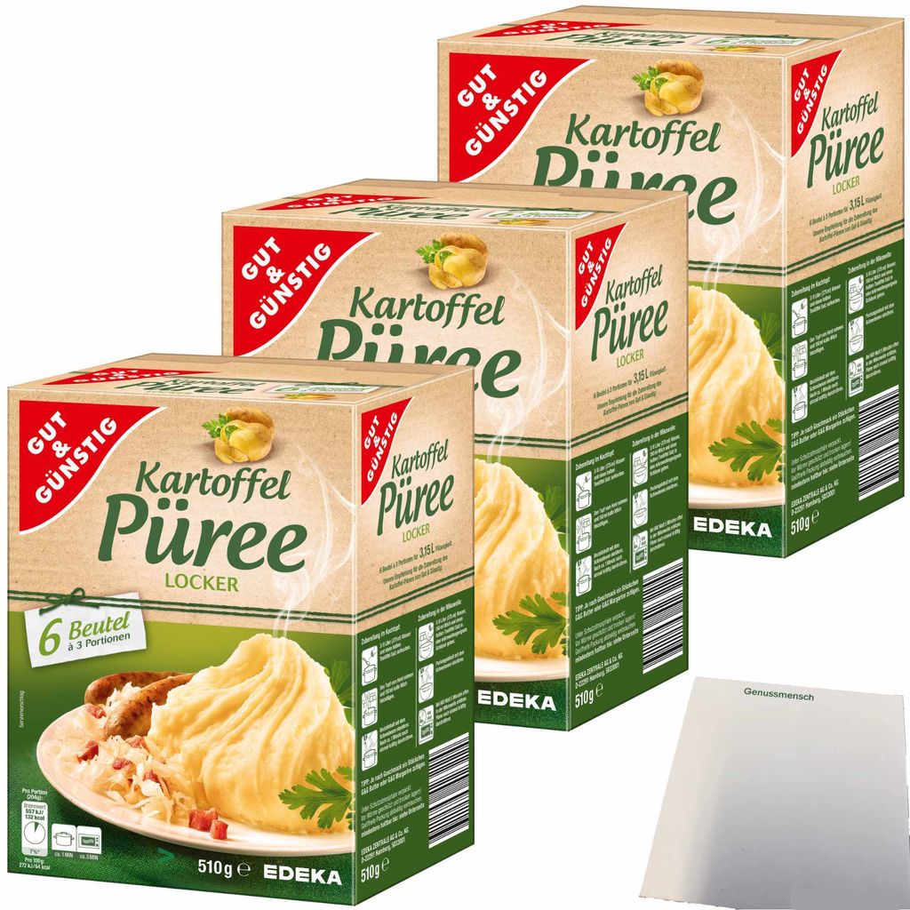 Gut & Günstig Kartoffelpüree 18x3 Portionen (3x510g Packung) + usy Block