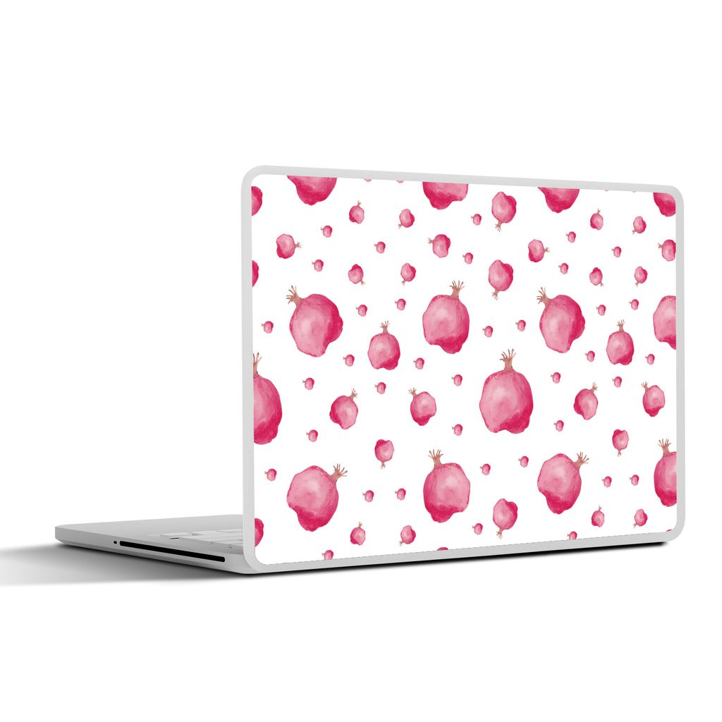 MuchoWow Laptop Aufkleber Sticker Cover Granatapfel - Rosa - Schablonen - Aquarell 25x18 cm - Laptop-Deko