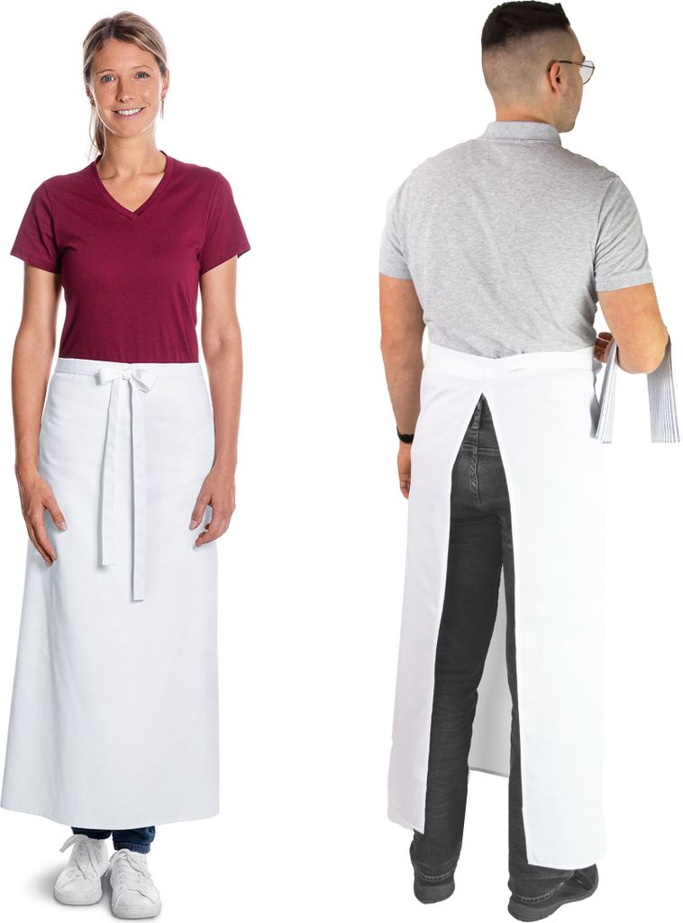 Bistroschürze / Kochschürze, 65% Polyester, 35% Baumwolle, 95x100 cm, weiß