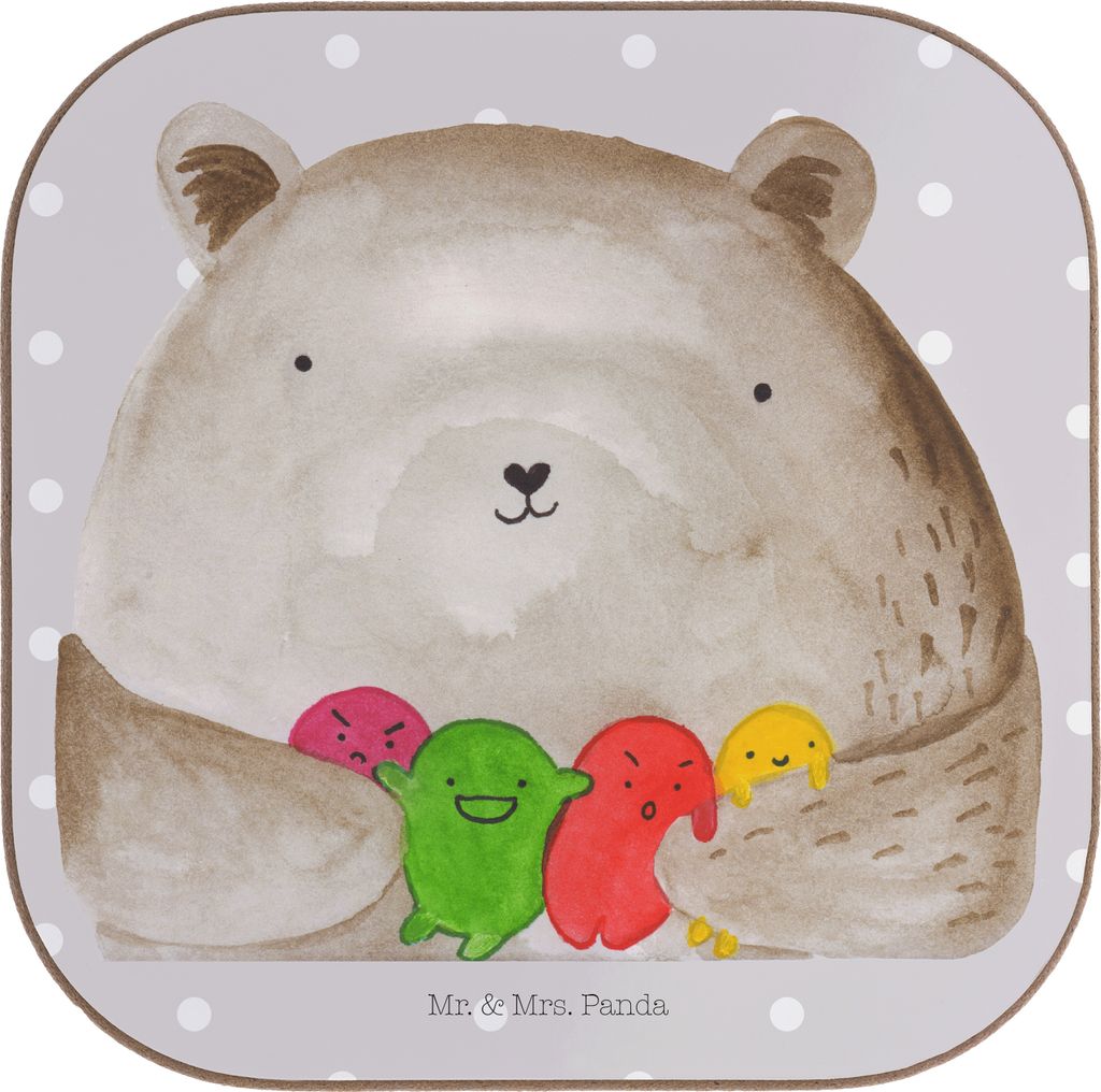 Mr. & Mrs. Panda Untersetzer für Gläser Bär Gefühl - Grau Pastell - Geschenk, bieruntersetzer, Tischuntersetzer, Teddy, Durchgedreht, Coaster, ...