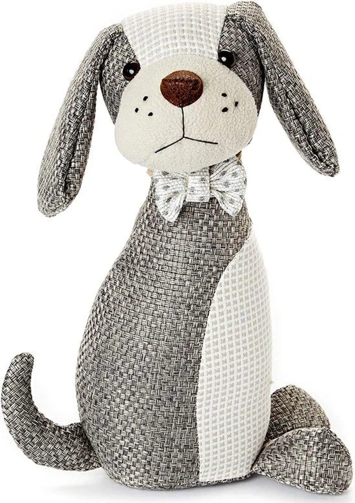 Butée de porte chien lestée en tissu gris 1kg - Sac de lestage décoratif