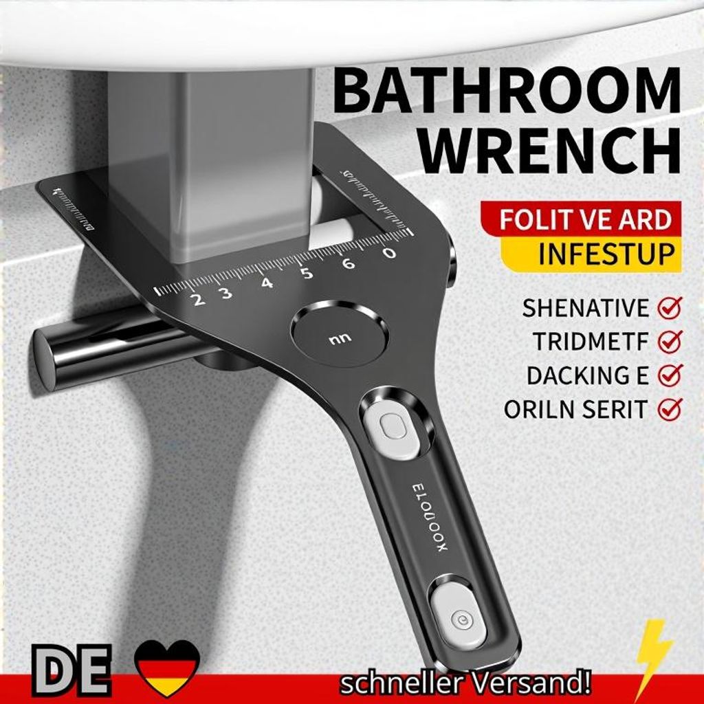 Schwarzer 16–68 Mm Verstellbarer Badezimmerschlüssel – Platzsparend und