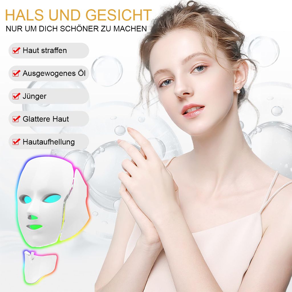 Kosmetikbehandlungsgerät 7 Farben LED-Maske Lichttherapie, Produktbild 4