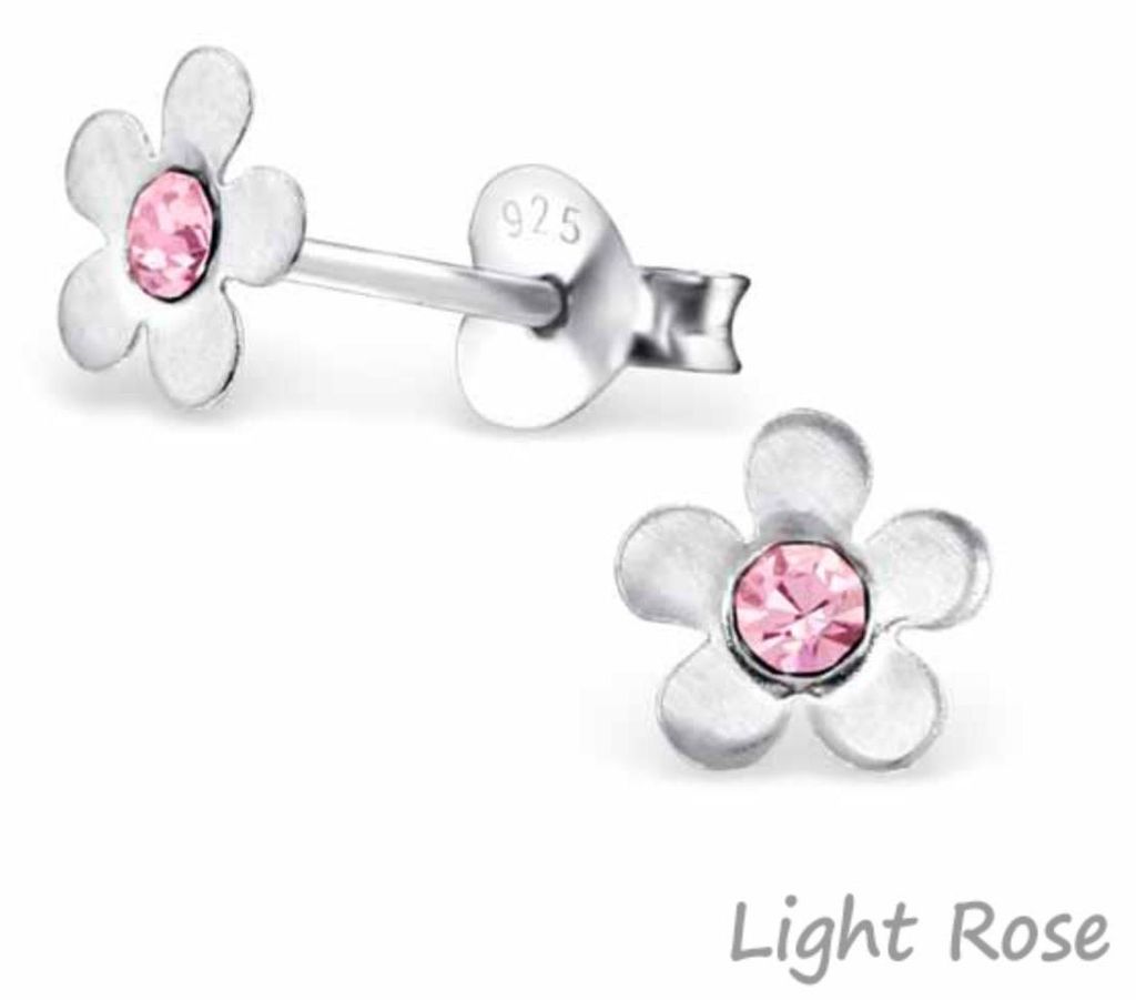 Kinderohrstecker: Mädchen Ohrringe Silber „Kristall Blume“ Produktbild 