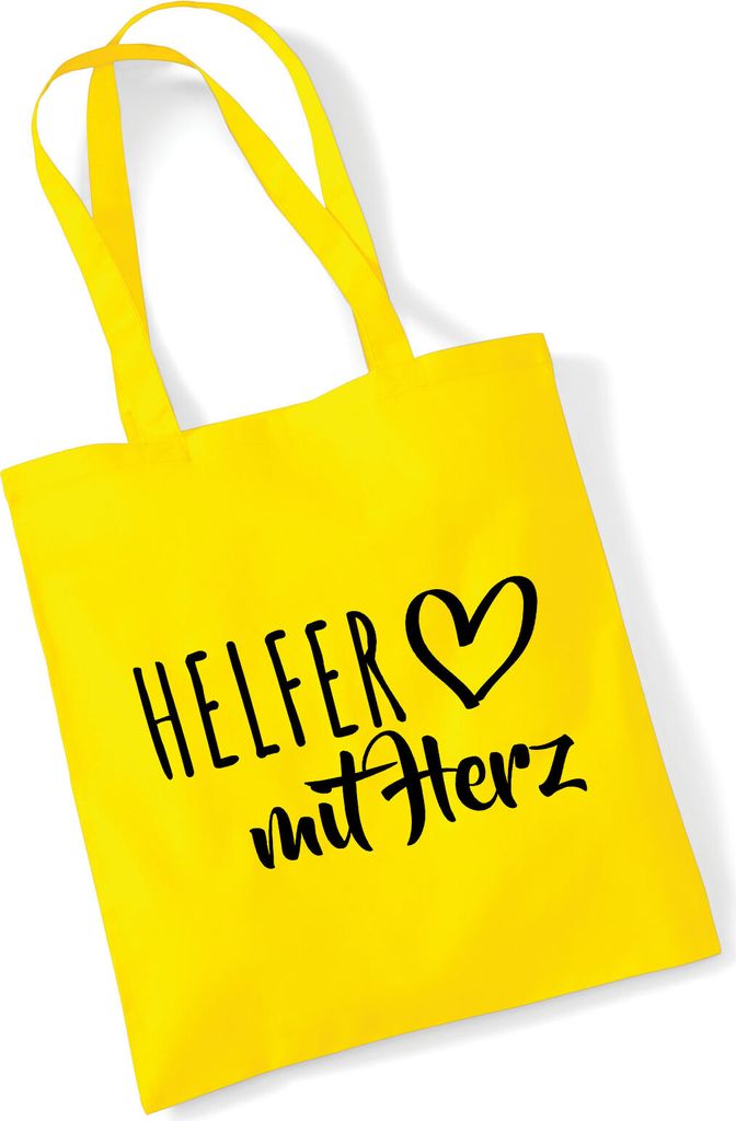Huuraa Jutebeutel Helfer mit Herz 10 Liter Yellow Baumwolle Tasche Geschenkidee