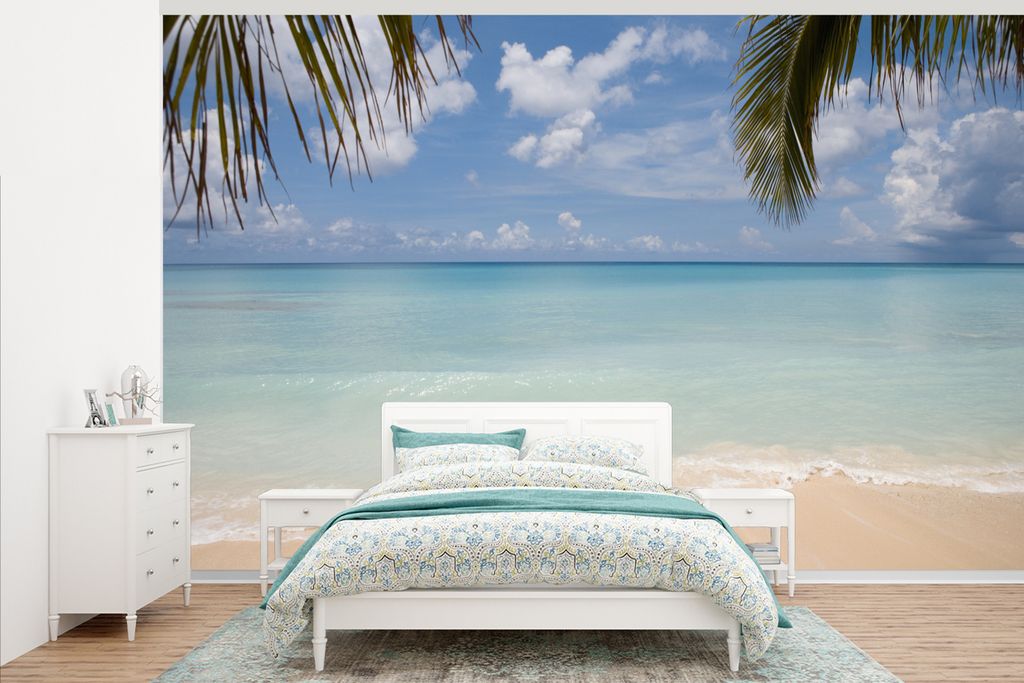 MuchoWow Fototapete für Wohnzimmer oder Schlafzimmer Wandtapete Vinyl Motivtapete Blick von Grand Cayman auf das klare Karibische Meer - 375x240...