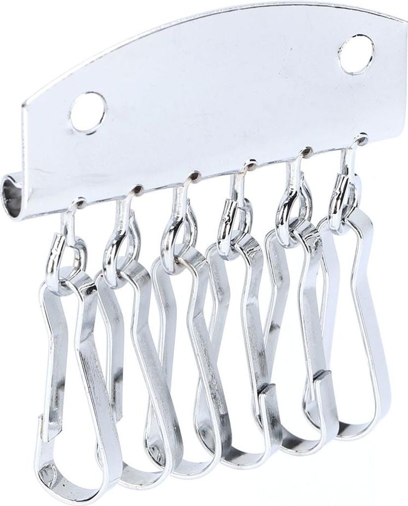 Key Row Geldbörse Ledertasche Hardware Ring Organizer Halter 6 Haken Verschluss Clip (Silber)
