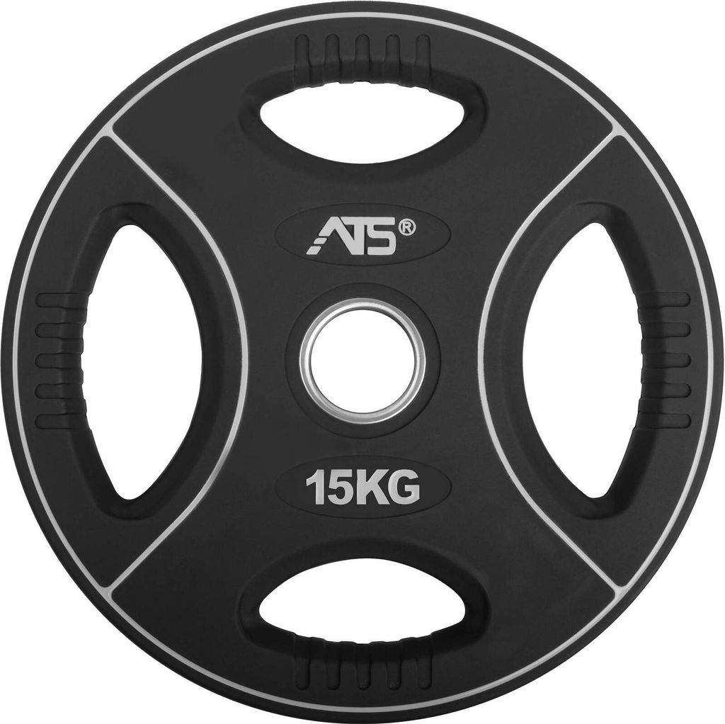 TRENDY SPORT ATS Premium Urethan Polyurethan-Hantelscheiben 50 mm schwarz 15 kg