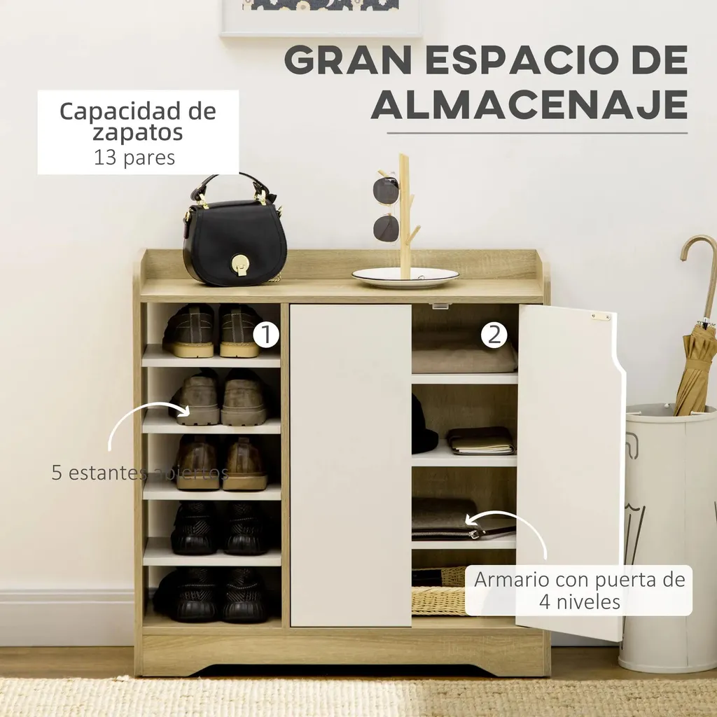 Meuble porte-chaussures vertical pour 13 paires, format 80x30x80 cm - 4