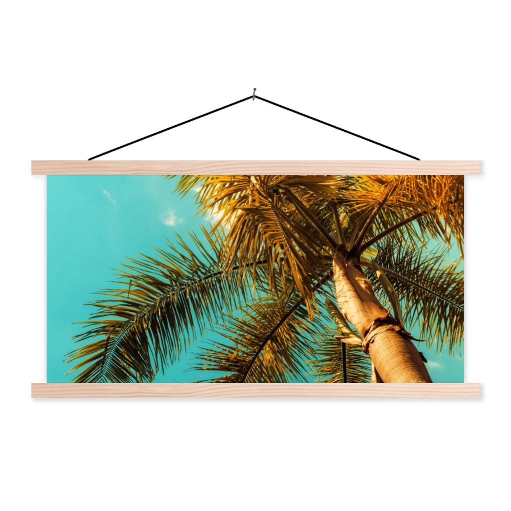 MuchoWow Textilposter Palme - Sommer - Tropisch 60x30 cm mit holzfarbenen Rahmen - Dekoration