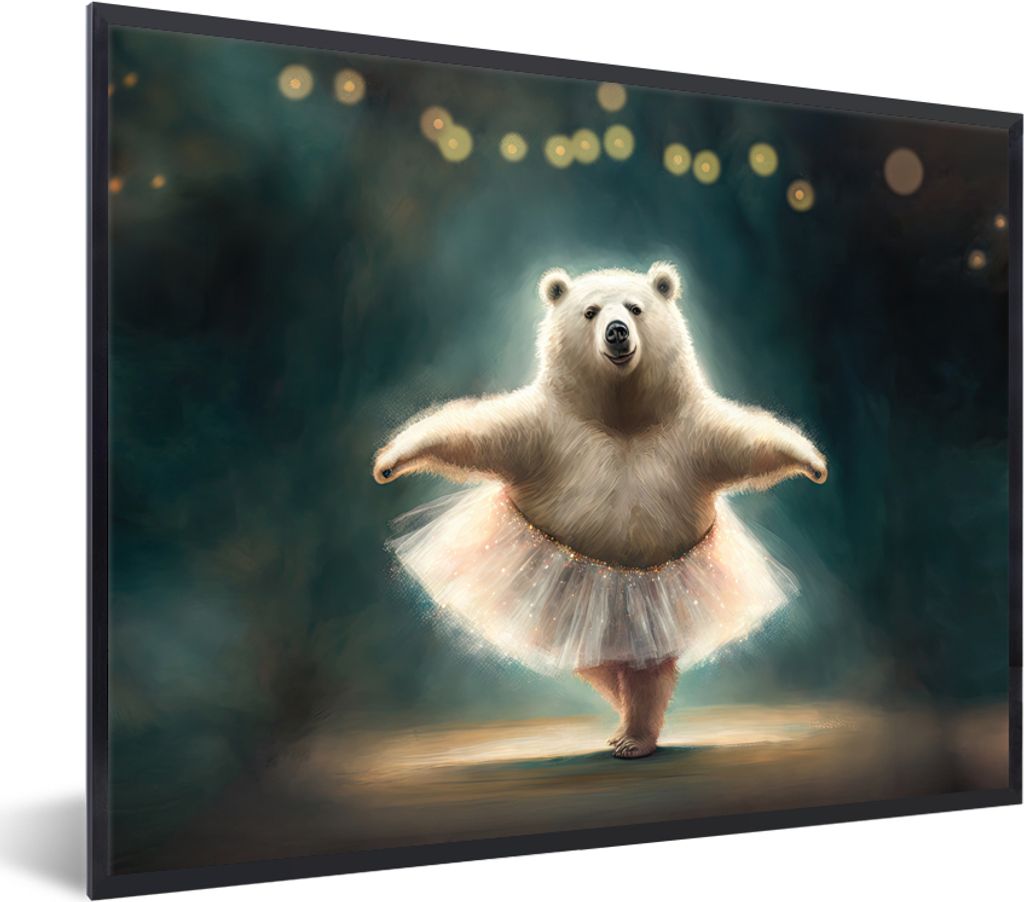 MuchoWow Gerahmtes Poster Bär - Rock - Ballett - Porträt - Tiere 40x30 cm - Poster mit Schwarzem Bilderrahmen Wandposter Rahmen Foto Bilder - K...