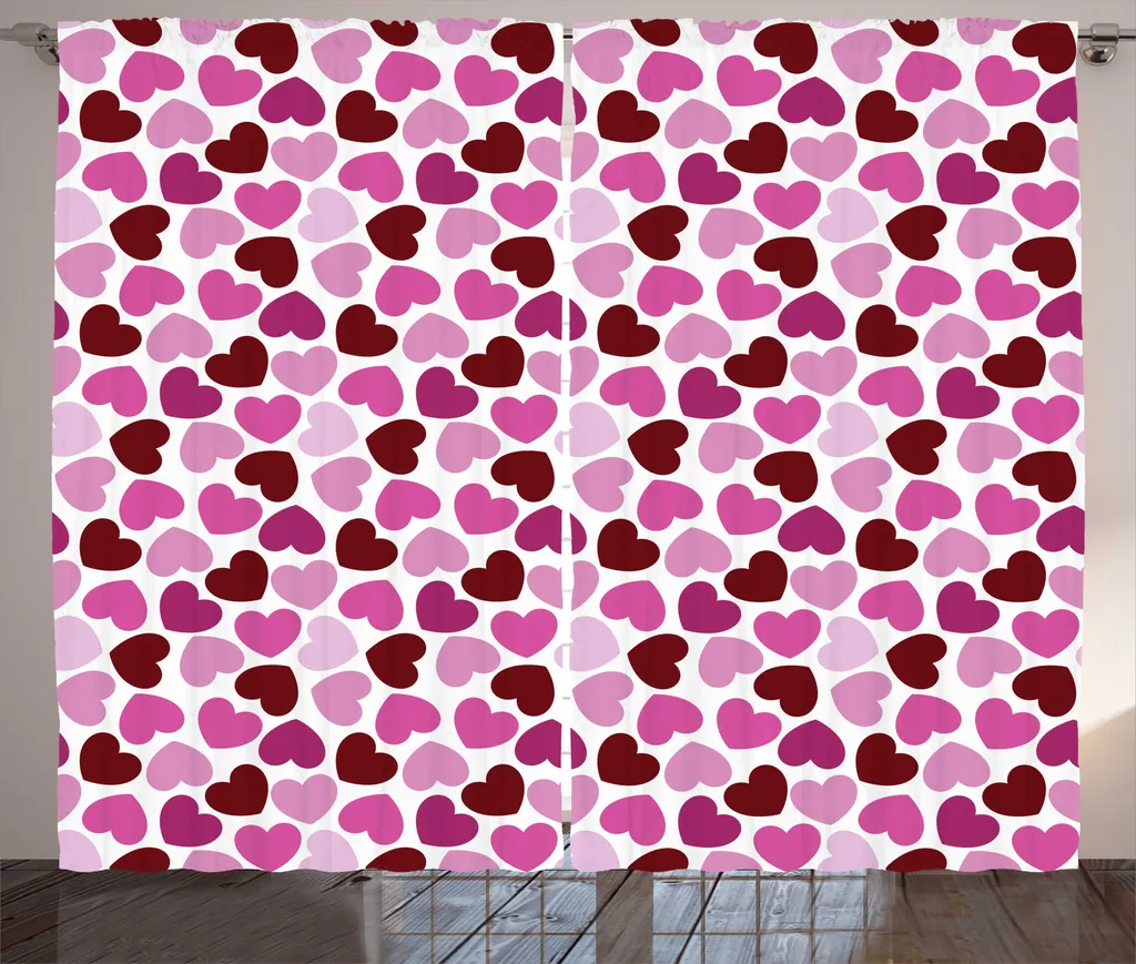 ABAKUHAUS Rideau Rustique à Fronces Cœur Rose Rubis Violet 280x225 cm