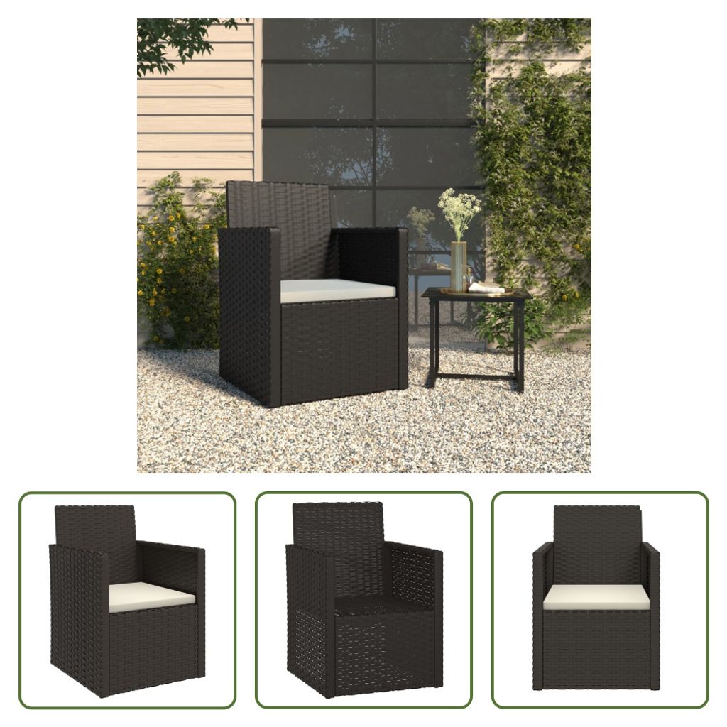 The Living Store Gartensessel mit Kissen Schwarz Poly Produktbild 