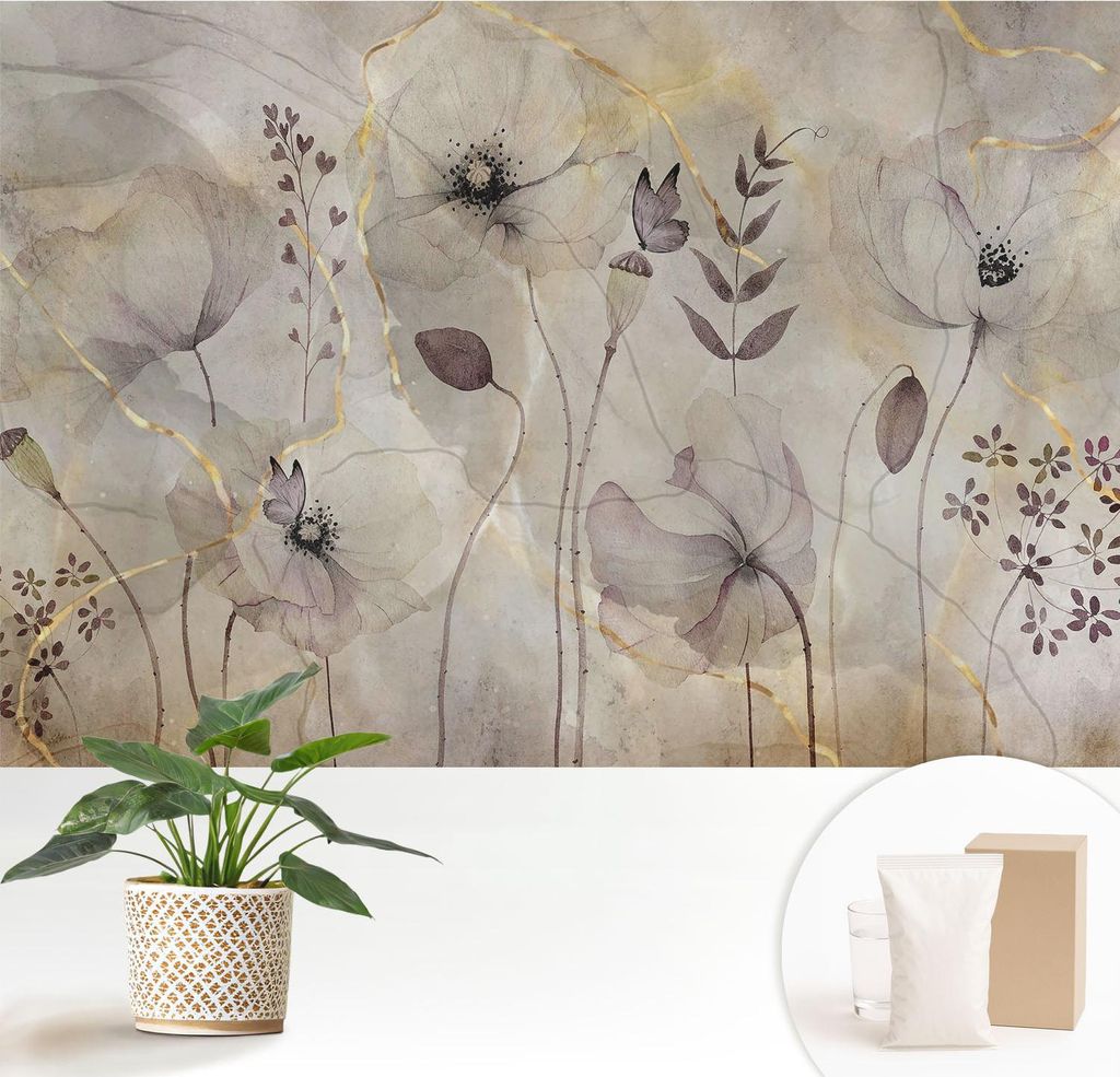 Fototapete - 152x104 cm - Tapete - Wandtapete - Wandbilder - Dekofolie - Tapete Folie - Wand - Dekoration - Wohnzimmer - Zarte Blüten