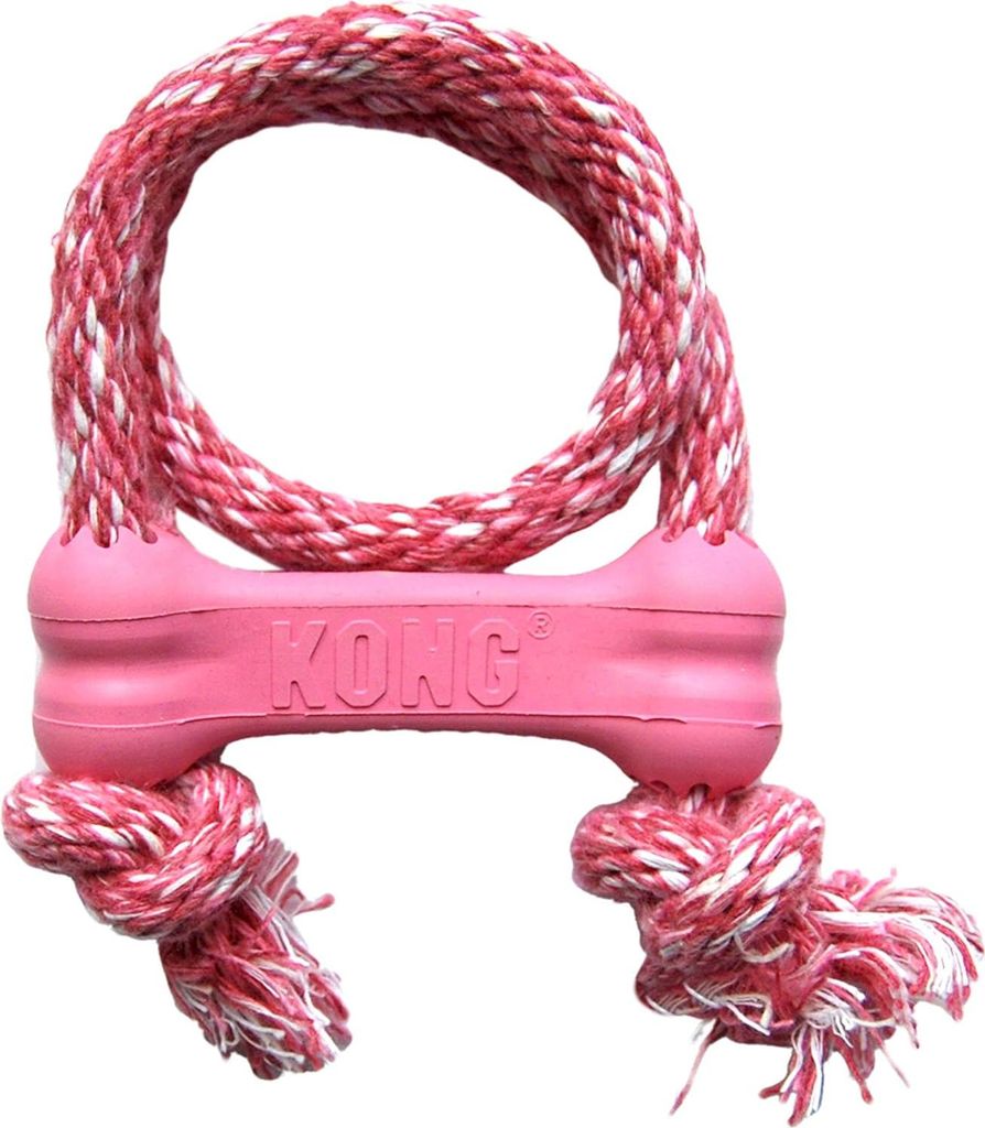 Hondenspeelzeug Puppy Goodie Bone mit Tuch aus Gummi für Zahnhilfe und Zahnreinigung sehr kleine Welpen