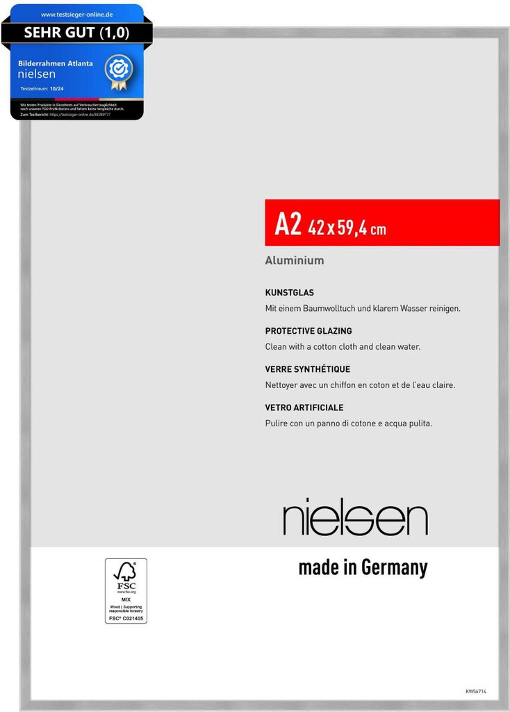 nielsen Aluminium Bilderrahmen Atlanta, 42 x 59,4 cm (A2), Produktbild 