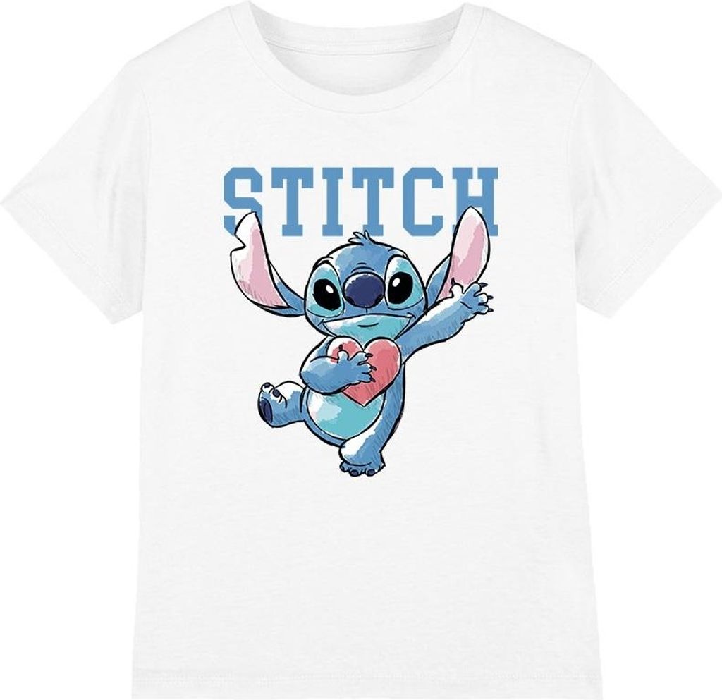 Lilo & Stitch - "Clutching Hearts" T-Shirt für Kinder TV4132 (128) (Weiß)