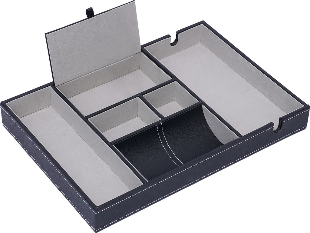 Schmuckkästchen mit 6 Fächern Leder Schmuckvitrine Produktbild 