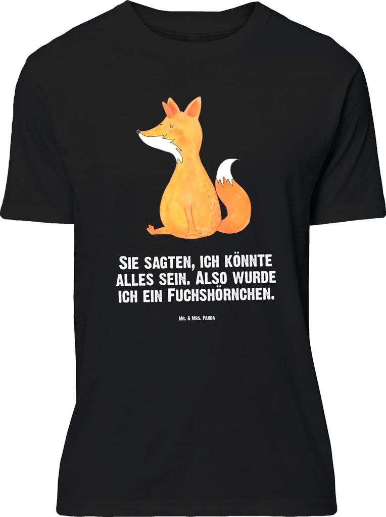 Mr. & Mrs. Panda Größe XL T-Shirt Einhorn Wunsch - Schwarz - Geschenk, Fuchs, Fuchshörnchen, Unicorn, mit Spruch, Einhörner, Füchse, Unicorns,...