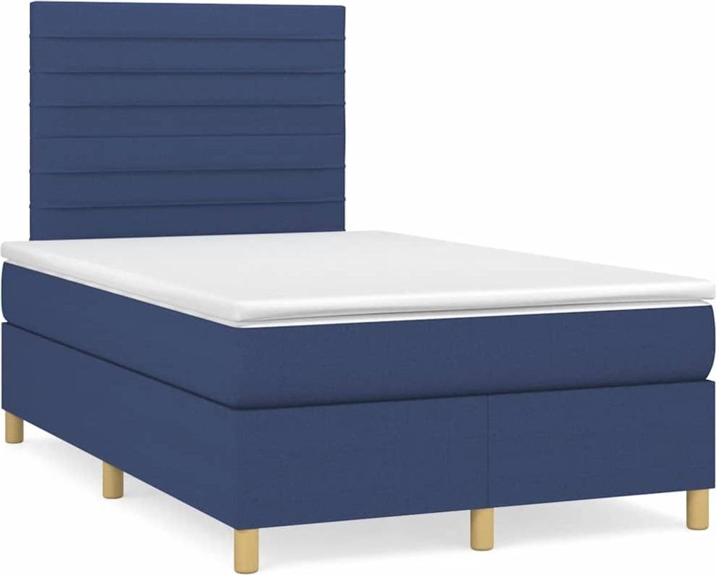 vidaXL Boxspringbett mit Matratze Blau 120x190 cm Stoff