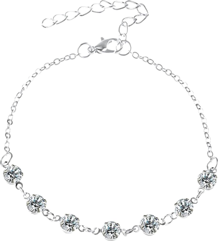 Mode Frauen Strass Charms Fußkettchen Fuß Kette Armband Strand Schmuck Geschenk-Silber