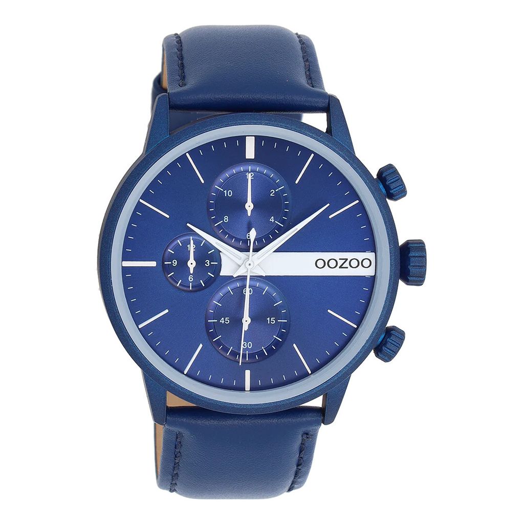 Oozoo Armbanduhr blau Leder Timepieces Damen-Herren Analog-Quarzuhr UOC11437