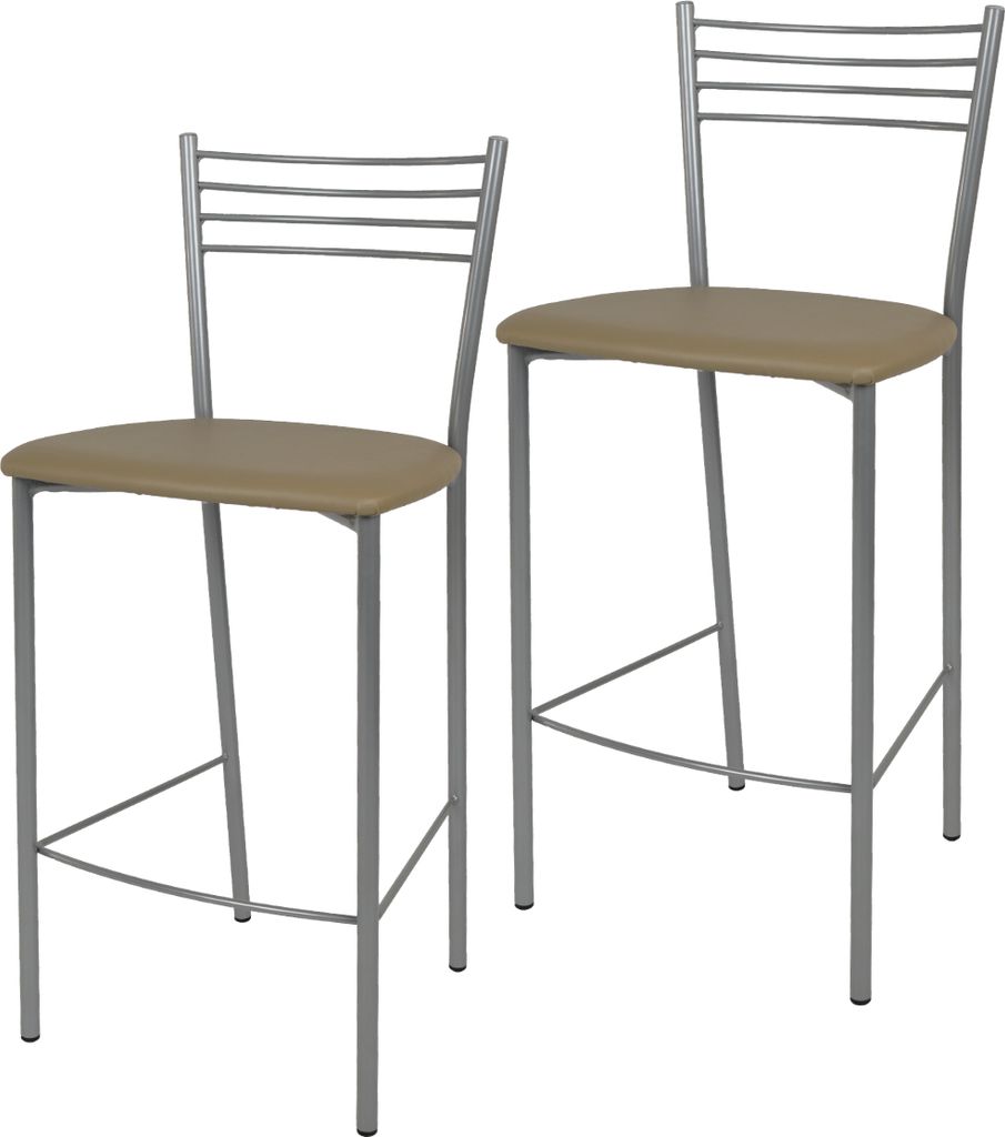 t m c s Tommychairs - 2er Set moderne Barhocker ELENA für Küche und Esszimmer, robustes Gestell aus lackiertem Stahl, Farbe Aluminium, gepolstert...