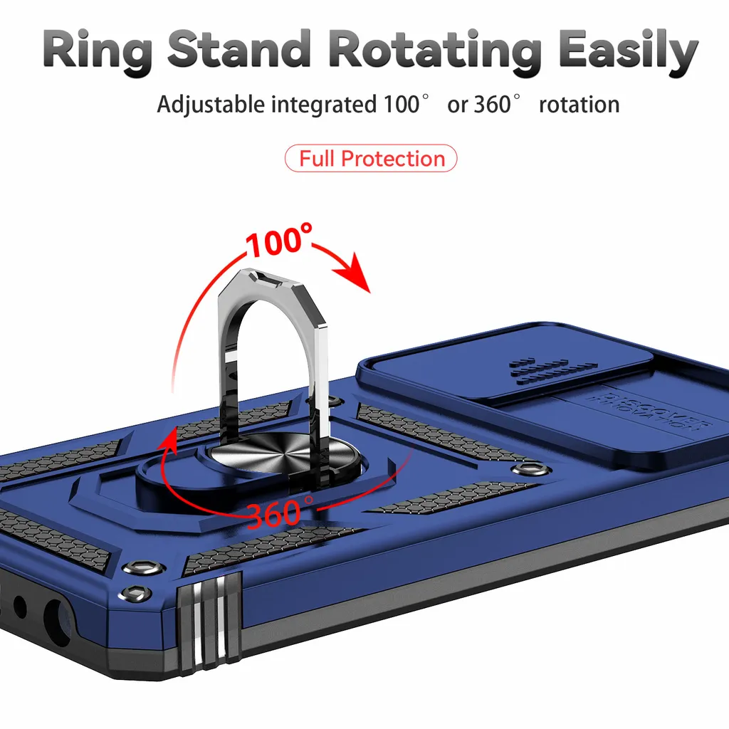 Custodia Motorola Moto G62 5G Blu: Protezione Fotocamera e Anello Stand - 6