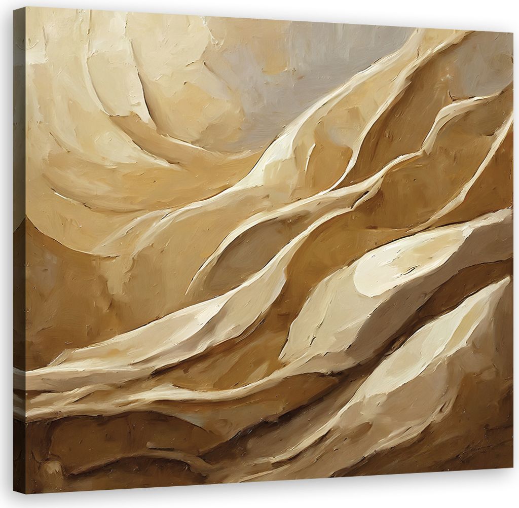 Leinwandbild Beige Boho-Abstraktion 60x60 Feeby Beige bild für die wand bereit zum aufhängen