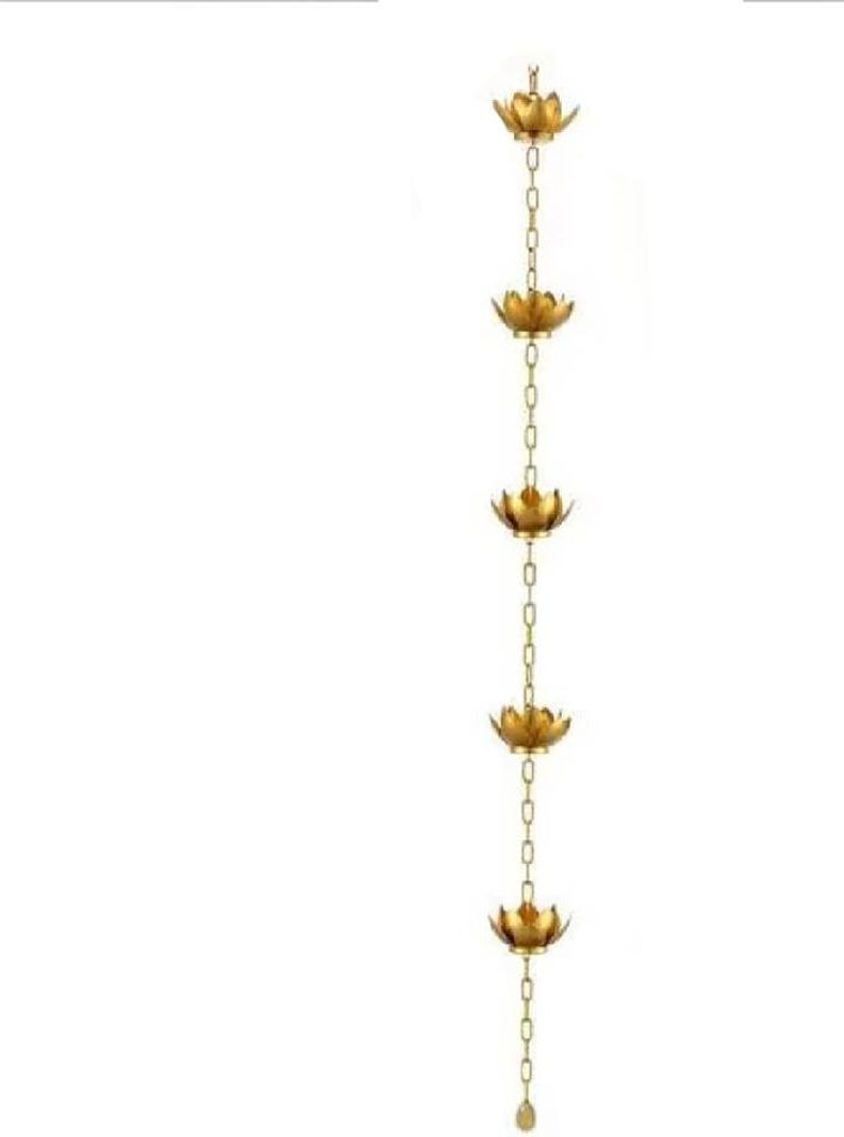 INF Goldene Lotus Regenrinne - Dekorative Gartenhängekette für Wasserablauf