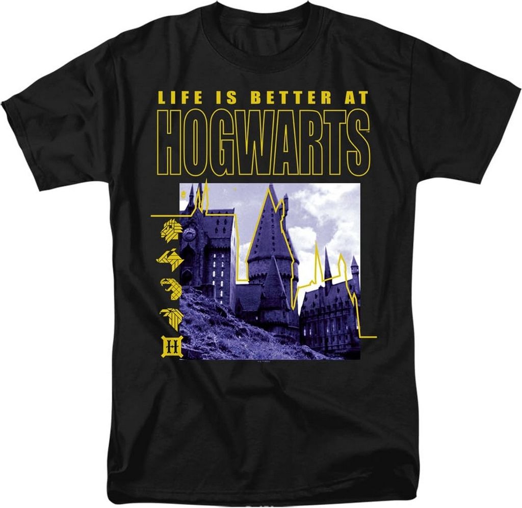 Harry Potter - "Life Is Better At Hogwarts" T-Shirt für Herren/Damen Uni HE3230 (M) (Schwarz)