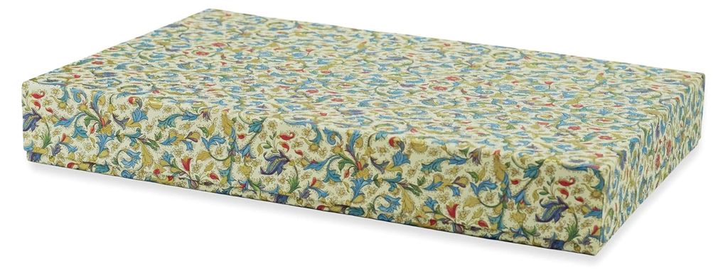 Handgefertigte A4 Schachtel mit Deckel „Medicea“ (Blumenmuster & Goldprägung) - Flache Pappschachtel zur Aufbewahrung von Fotos und Dokumenten...