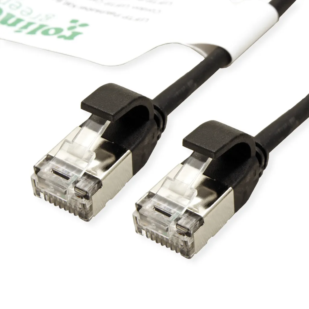 Cavo Rete Cat 6A 5m ROLINE GREEN - Slim U/FTP 10Gbps Nero LSOH