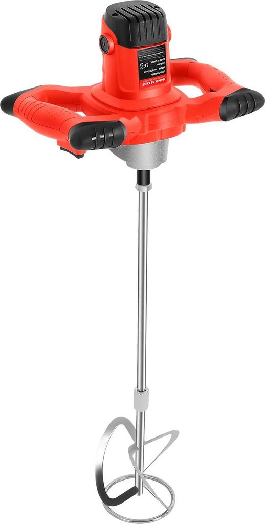 Elektrisches Rührwerk für Beton & Mörtel - Handmischer - 1500 W - 220 V AC - 6 Stufen - EU-Stecker - Tragbar - Rot