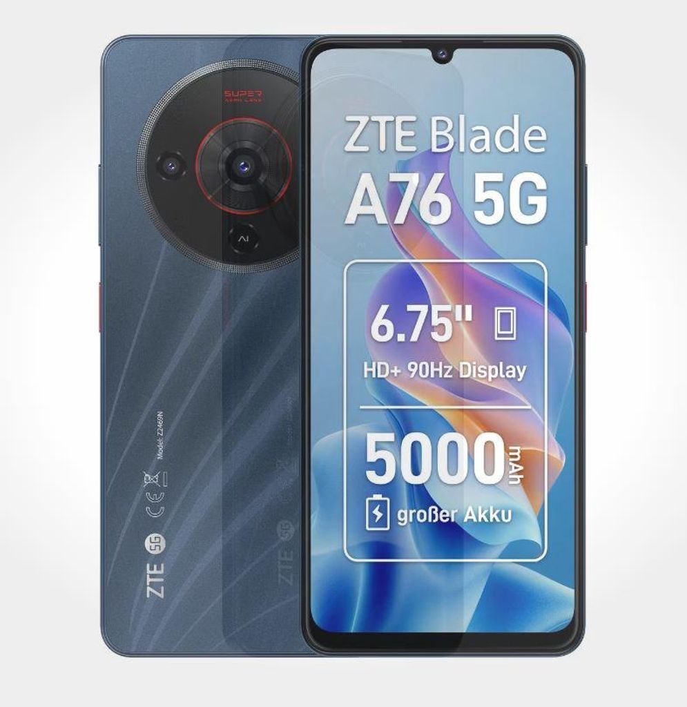 ZTE Blade A76 5G, 17,1 cm (6.75"), 1600 x 720 Pixel, 6 GB, Produktbild 
