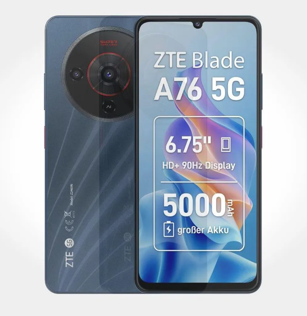 Smartphone 5G Android ZTE Blade A76 avec grand écran de 6,75 pouces - 4