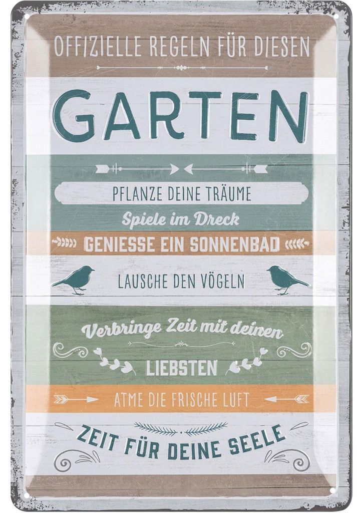 Gartenregeln Schild - Blechschilder Garten mit Sprüchen - Produktbild 