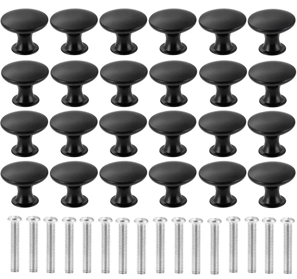 Lot de poignées pour meubles de cuisine et tiroirs noir mat 30 mm