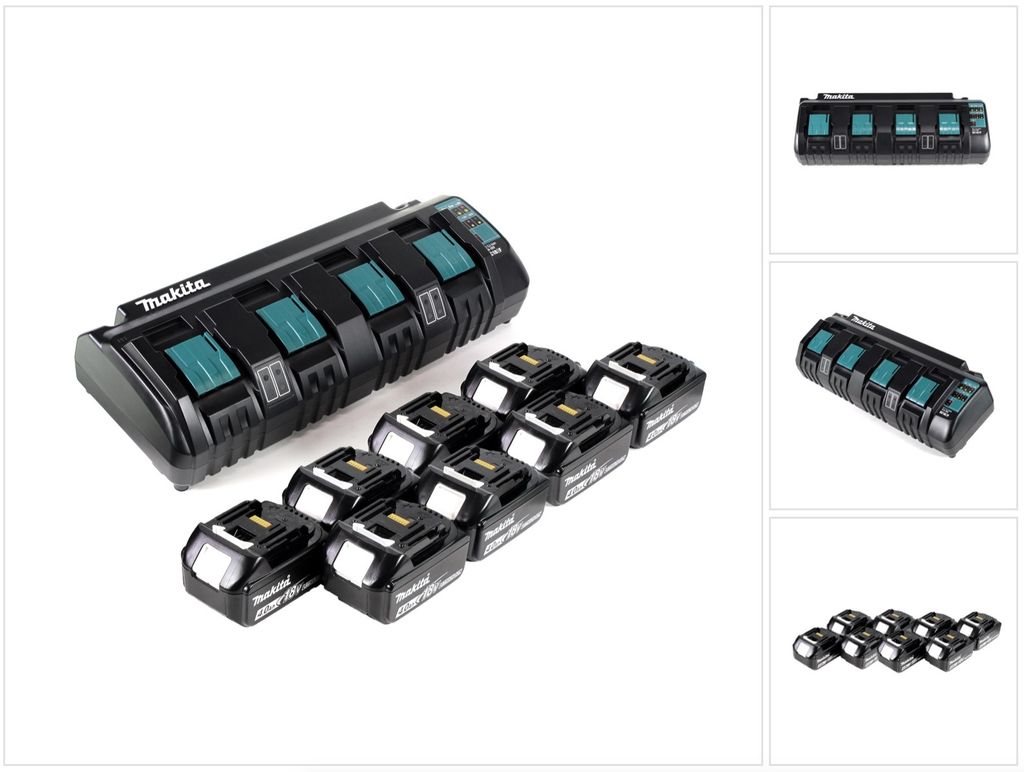 Makita Power Source Kit 18V mit DC 18 SF 4-fach Ladegerät + 8x BL1840B Akku 4,0Ah