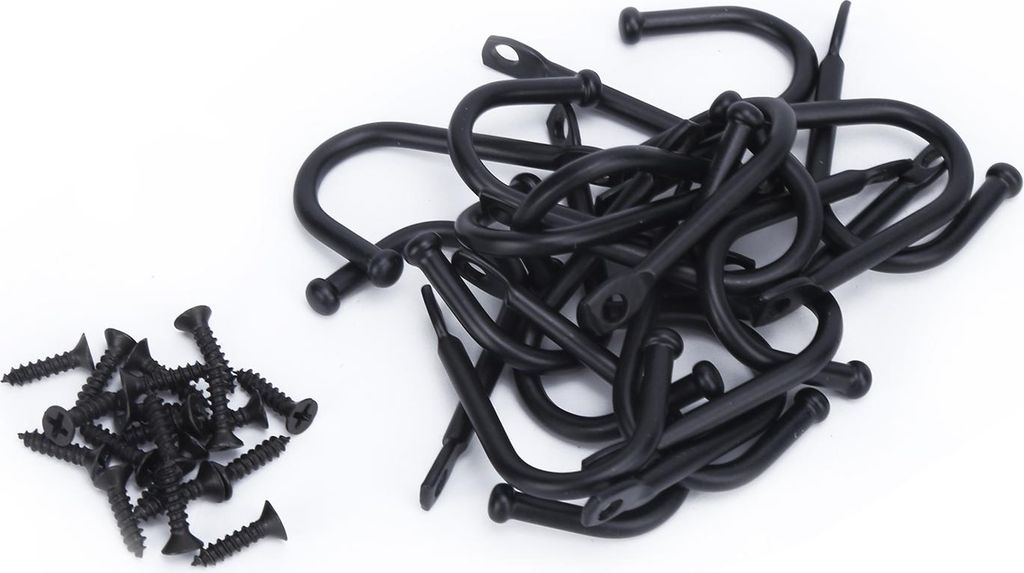 20 Stück Wandhaken, schwarz, Einzelloch, kleiner Haken zum Aufhängen von Halsketten, Mänteln, Gürteln, Handtaschen, Schlüsseln, Tassen, Handt...
