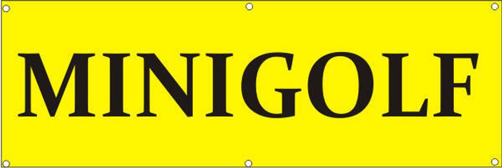 Werbeplane / Gerüstplane - p134 - Minigolf - NEU - 200 cm x 67 cm - für Baustelle, Garten, Zaun oder Veranstaltung