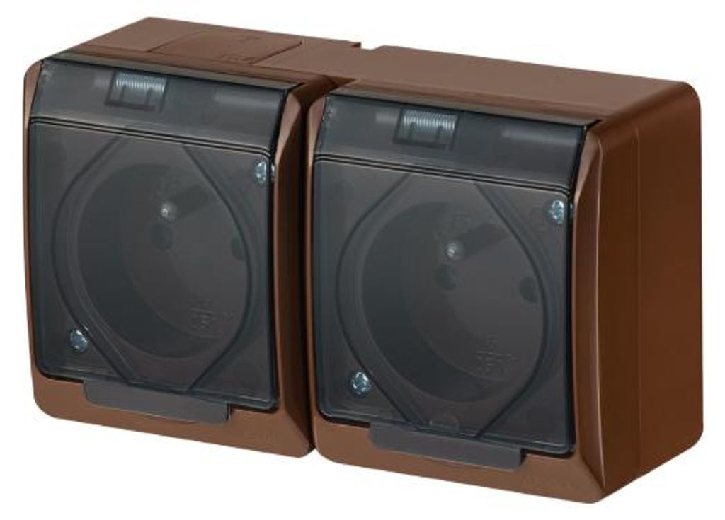 Hermes Hermetische Doppelsteckdose mit/ohne 16A IP44 braun Produktbild 