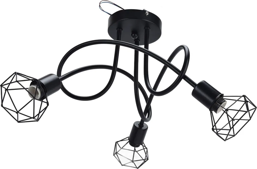 Lustre suspension triple en métal noir ajouré pour salon et chambre