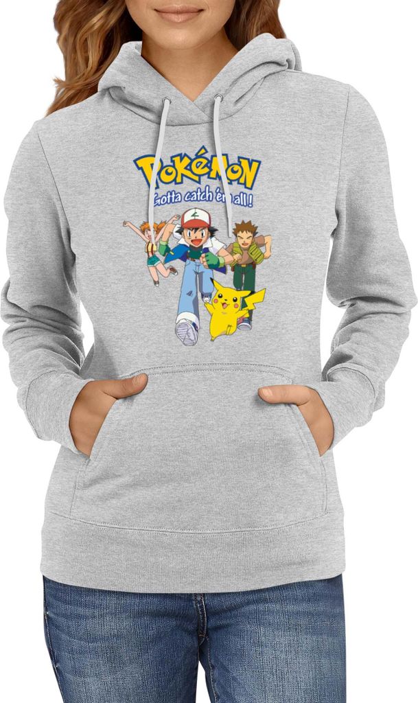 Kinder Kapuzenpullover Japan Manga Anime Comics Pokemon 010, 12-13 Jahr - 152 / Grau
