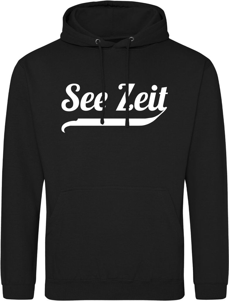 Huuraa Uni Hoodie See Zeit Schriftzug XL Deep Black Vegan Sweatshirt Geschenkidee