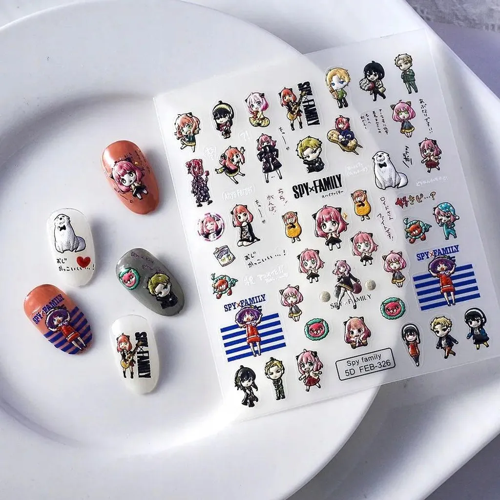 Sticker Unghie 3D Cartoons & Manga: Nail Art Kawaii Autoadesiva