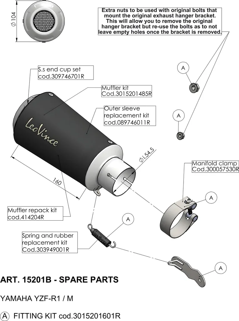 Réparation échappement : Silencieux LeoVince LV-10 Inox Noir 54,5mm